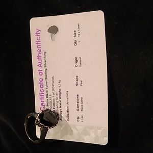 QVC jewelry. Black Spinel Sterling Silver Ring, Size 8